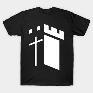 The cross of Jesus Christ against the backdrop of the fortress T-Shirt